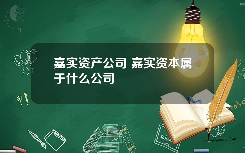 嘉实资产公司 嘉实资本属于什么公司